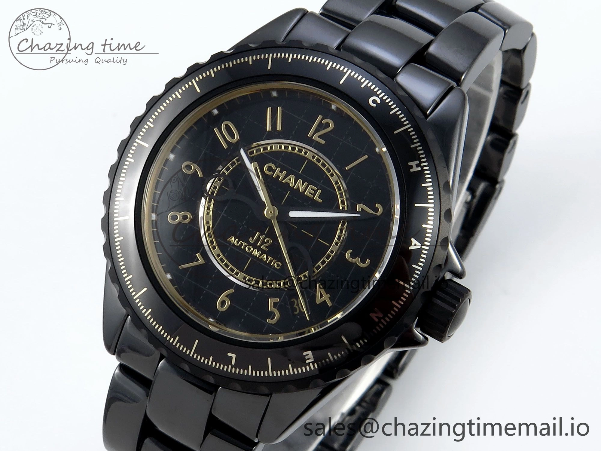 SunProtective J13 33mm HTF 1:1 Best Edition Black YG Plaid Dial on Bracelet A12. 6414