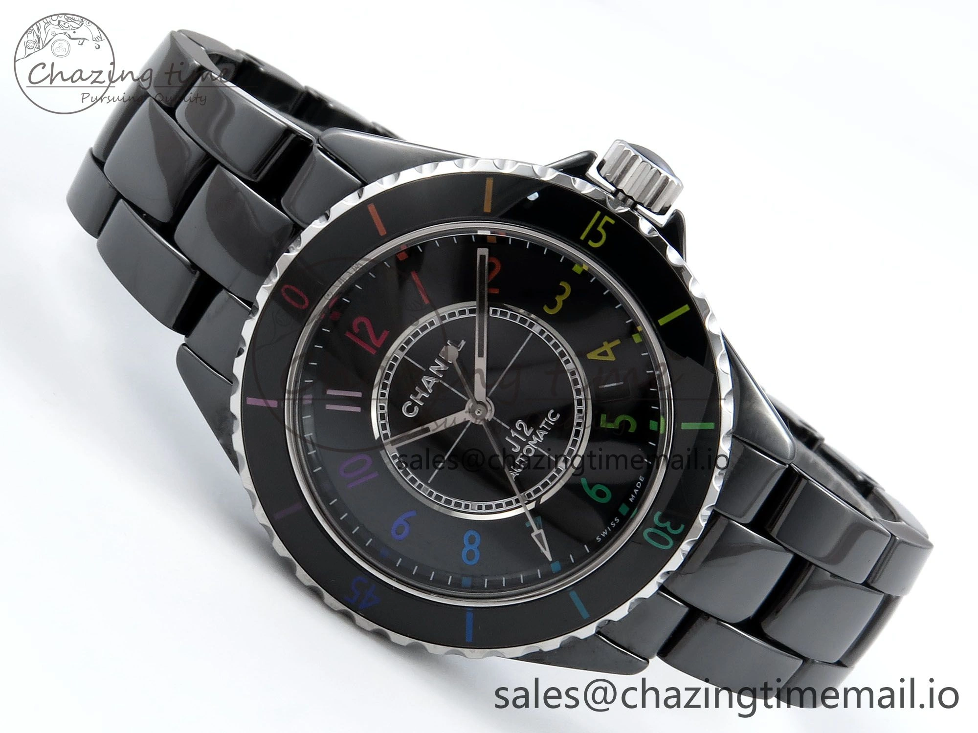 HighQuality J13 33mm HTF 1:1 Best Edition Rainbow Numeral Markers Dial on Bracelet A12. 6417