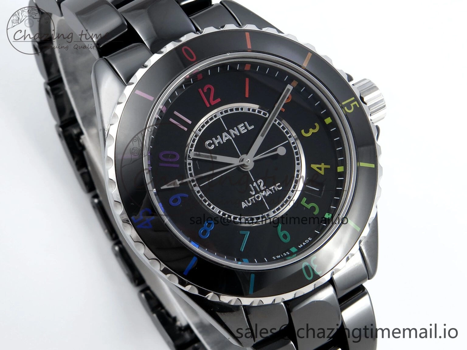 HighQuality J13 33mm HTF 1:1 Best Edition Rainbow Numeral Markers Dial on Bracelet A12. 6417