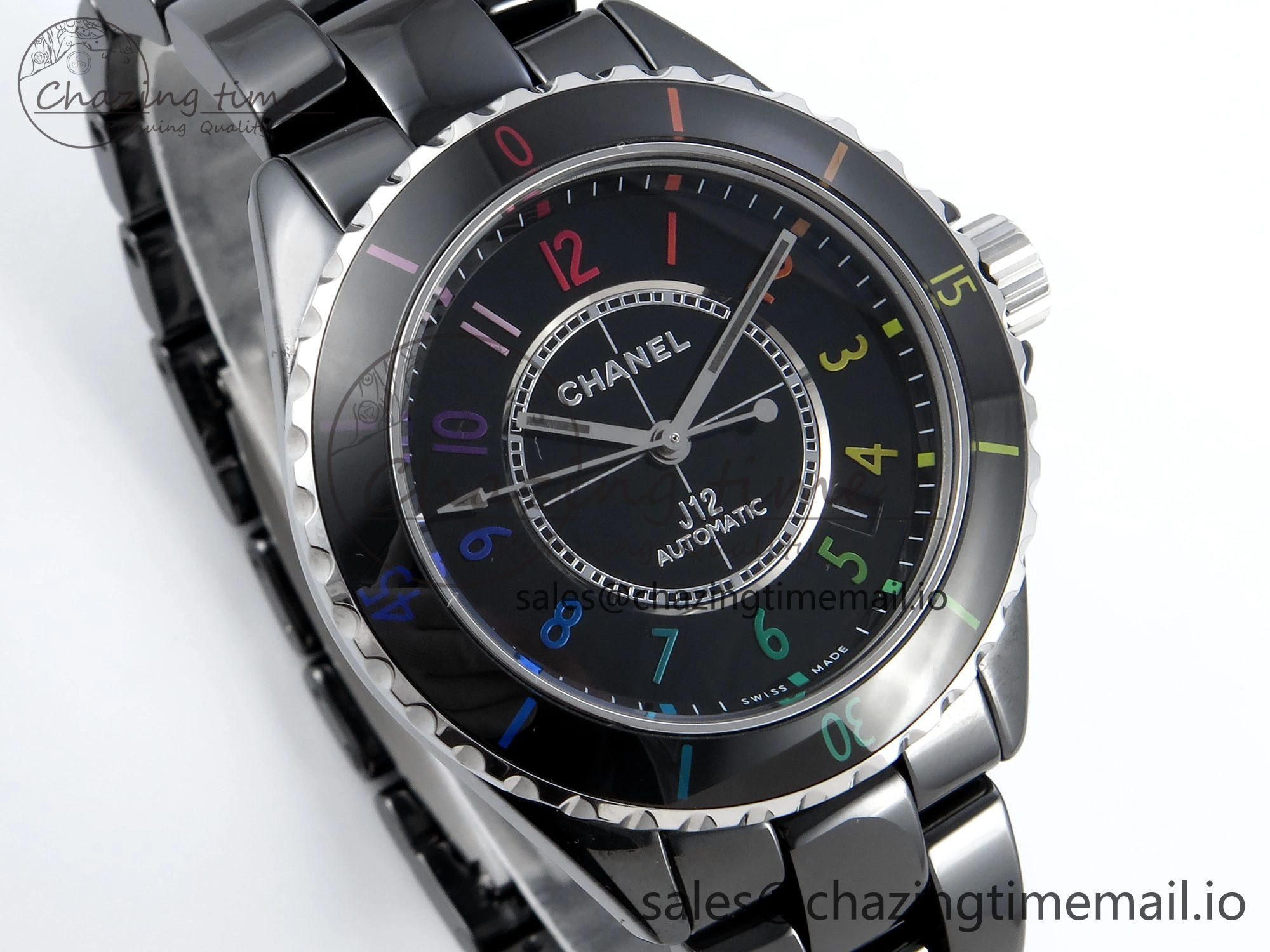 HighQuality J13 33mm HTF 1:1 Best Edition Rainbow Numeral Markers Dial on Bracelet A12. 6417
