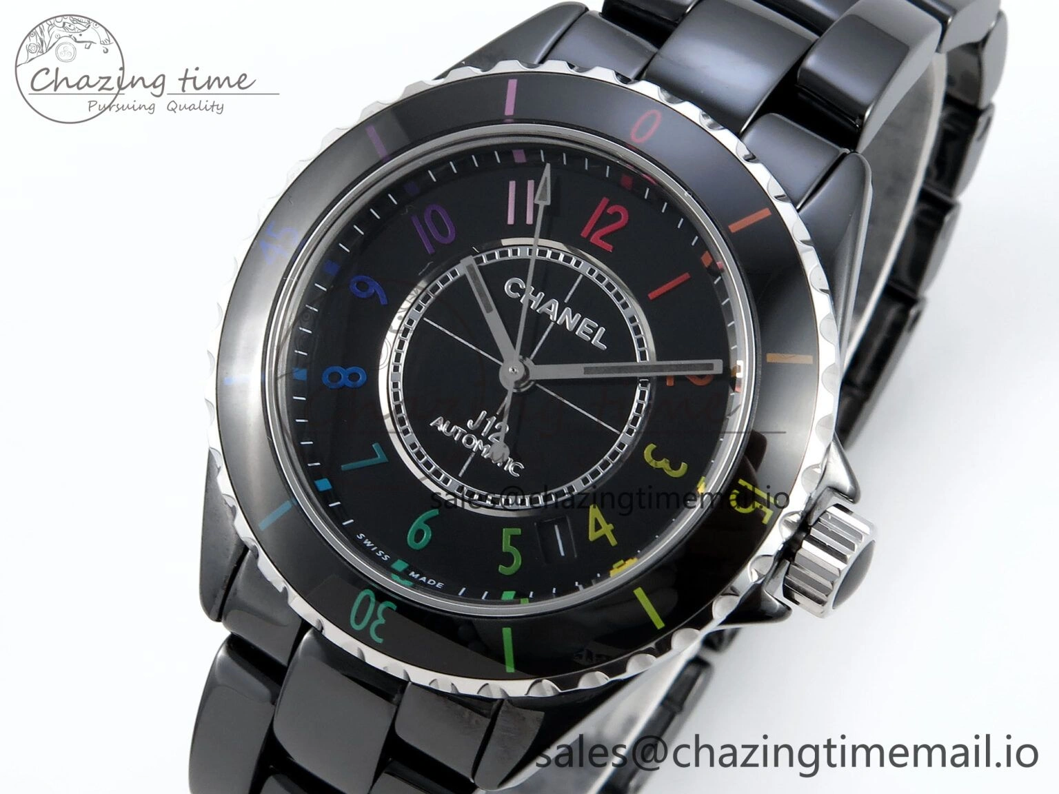 HighQuality J13 33mm HTF 1:1 Best Edition Rainbow Numeral Markers Dial on Bracelet A12. 6417