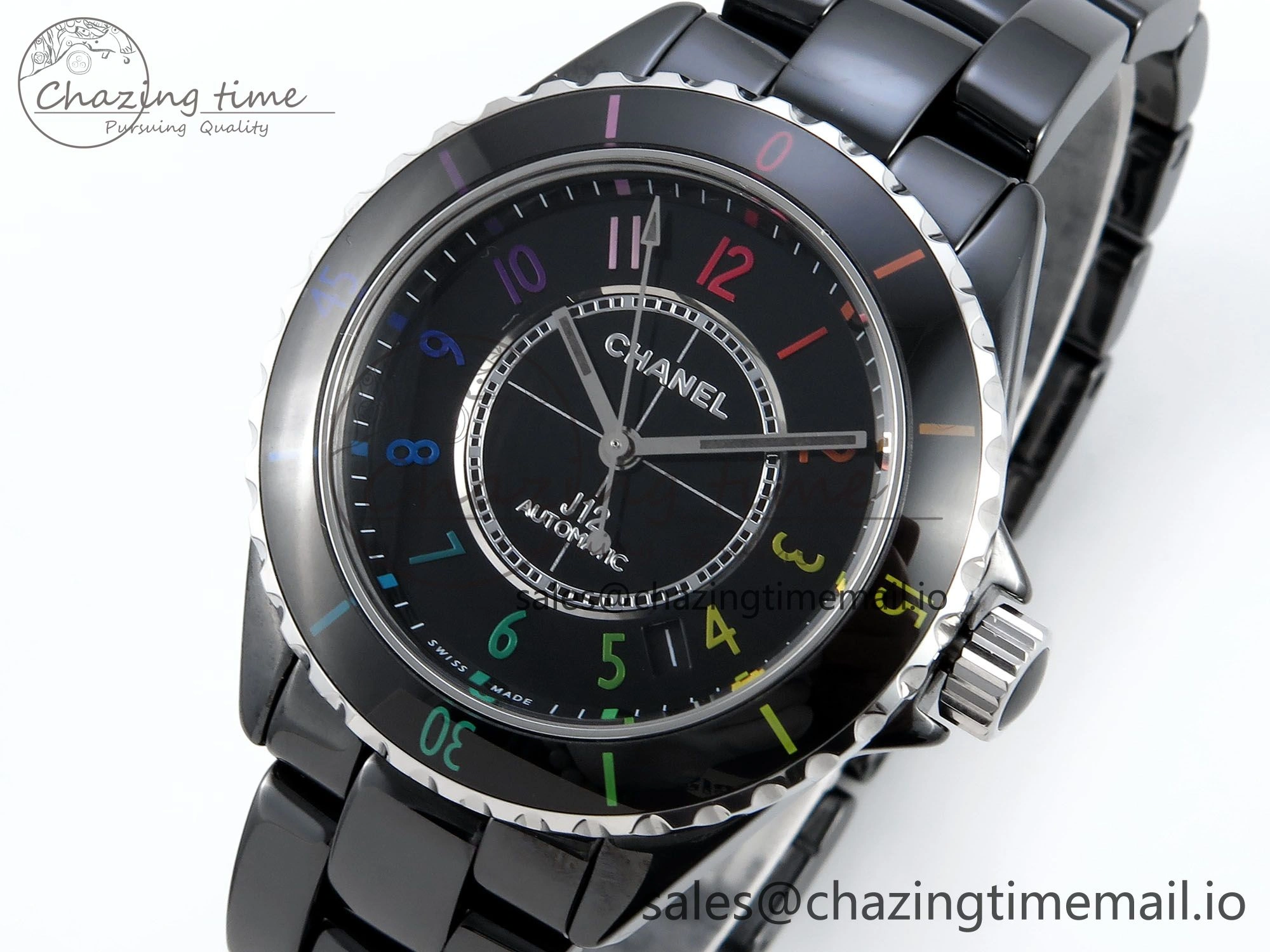 HighQuality J13 33mm HTF 1:1 Best Edition Rainbow Numeral Markers Dial on Bracelet A12. 6417