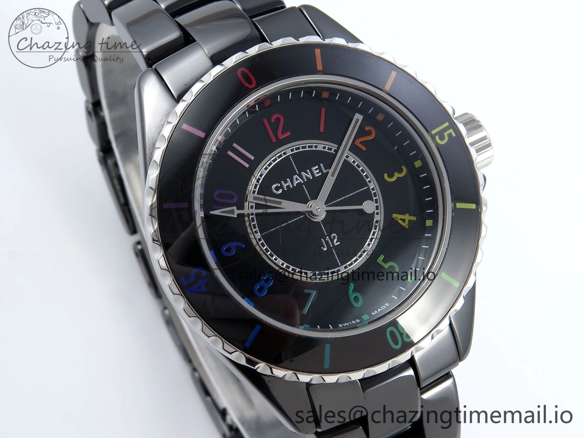 Soft J13 33mm HTF 1:1 Best Edition Rainbow Numeral Markers Dial on Bracelet Swiss Quartz 6418