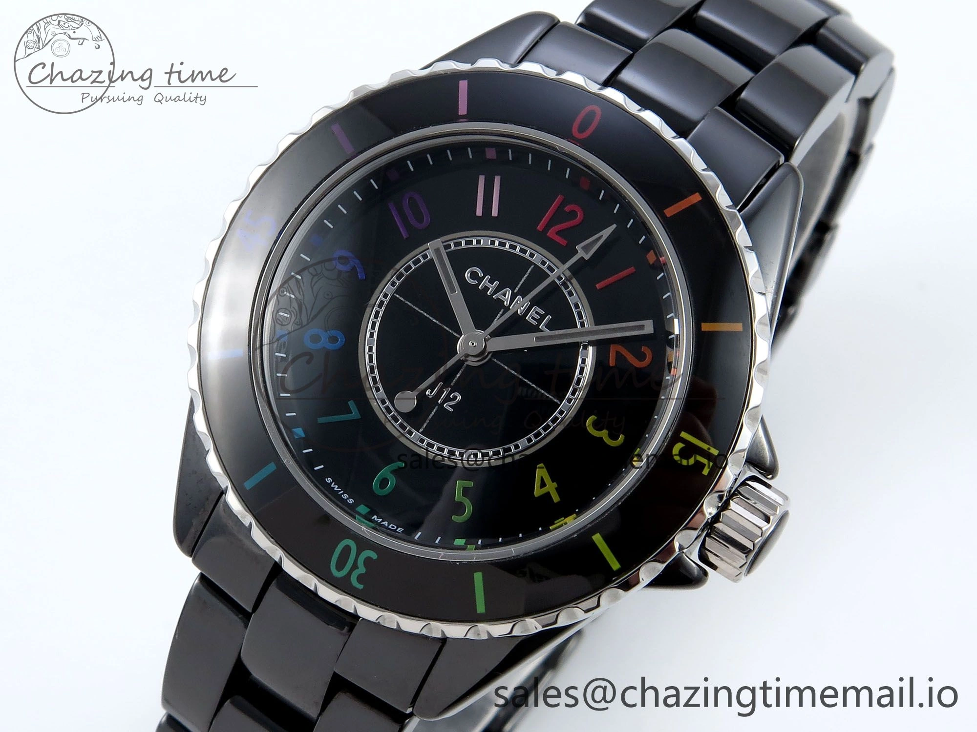 Soft J13 33mm HTF 1:1 Best Edition Rainbow Numeral Markers Dial on Bracelet Swiss Quartz 6418