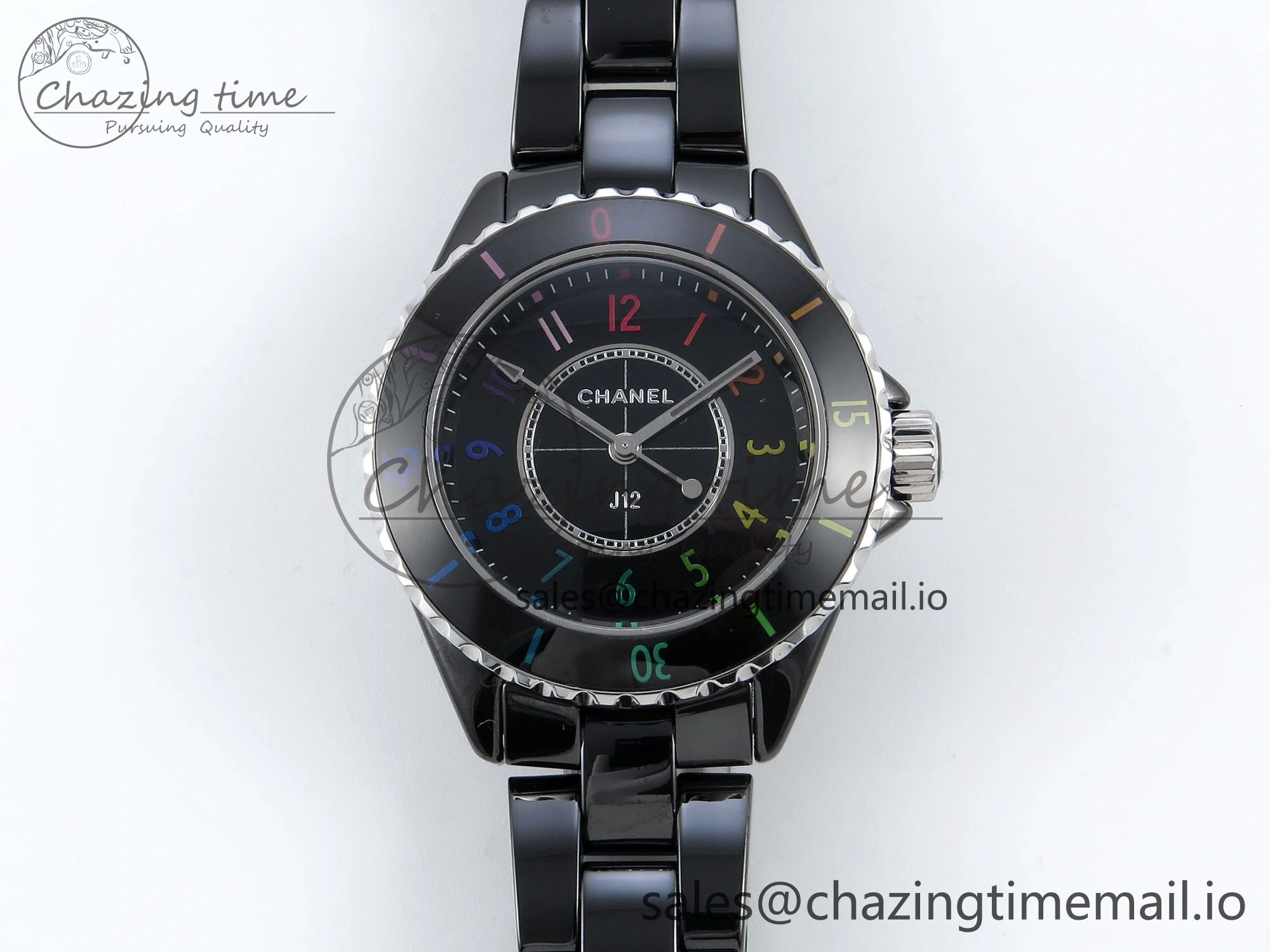 Soft J13 33mm HTF 1:1 Best Edition Rainbow Numeral Markers Dial on Bracelet Swiss Quartz 6418