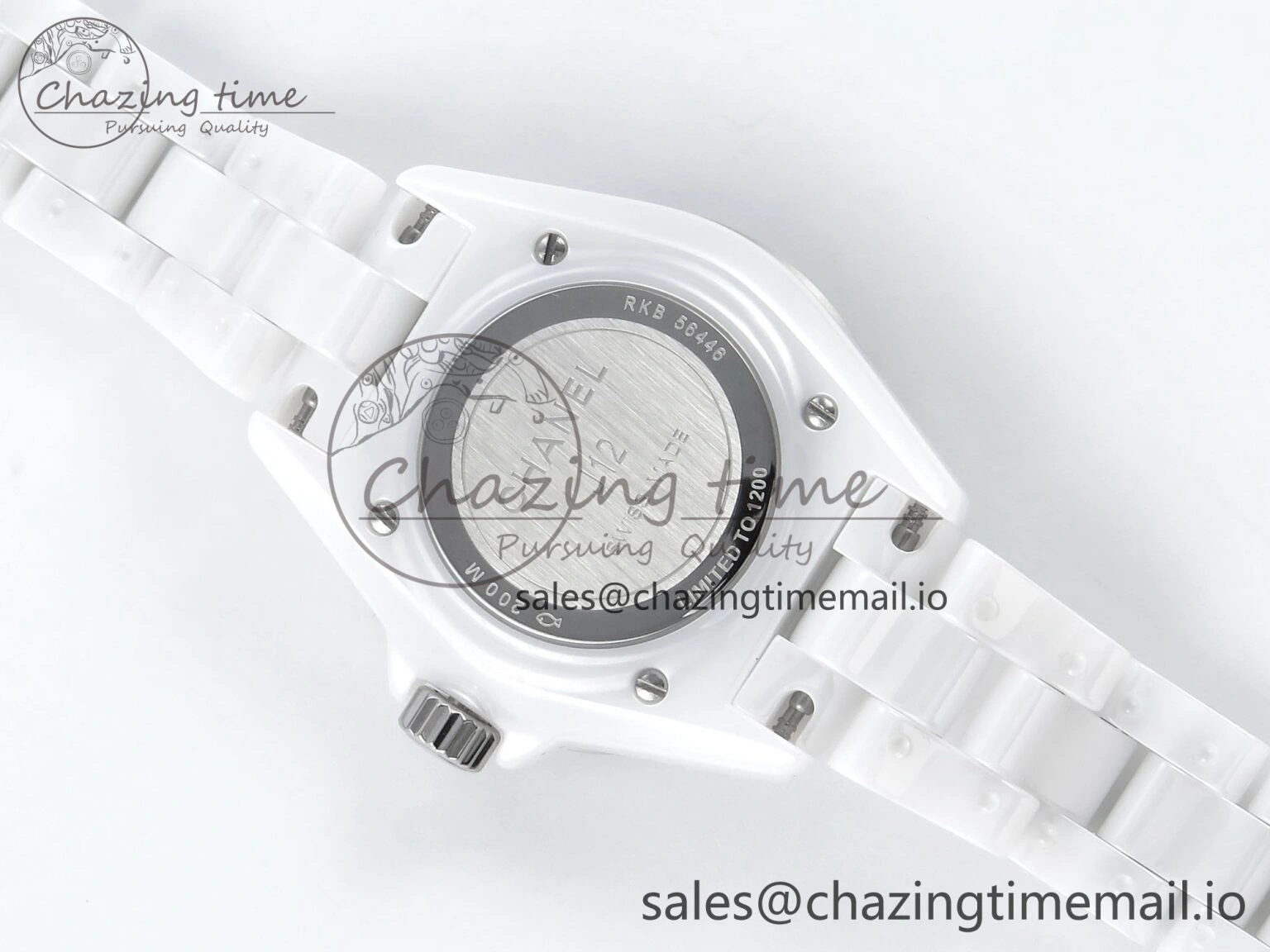 J13 33mm HTF 1:1 Best Edition White Ceramic Numeral Markers Dial on Bracelet Swiss Quartz SmoothTexture 6432