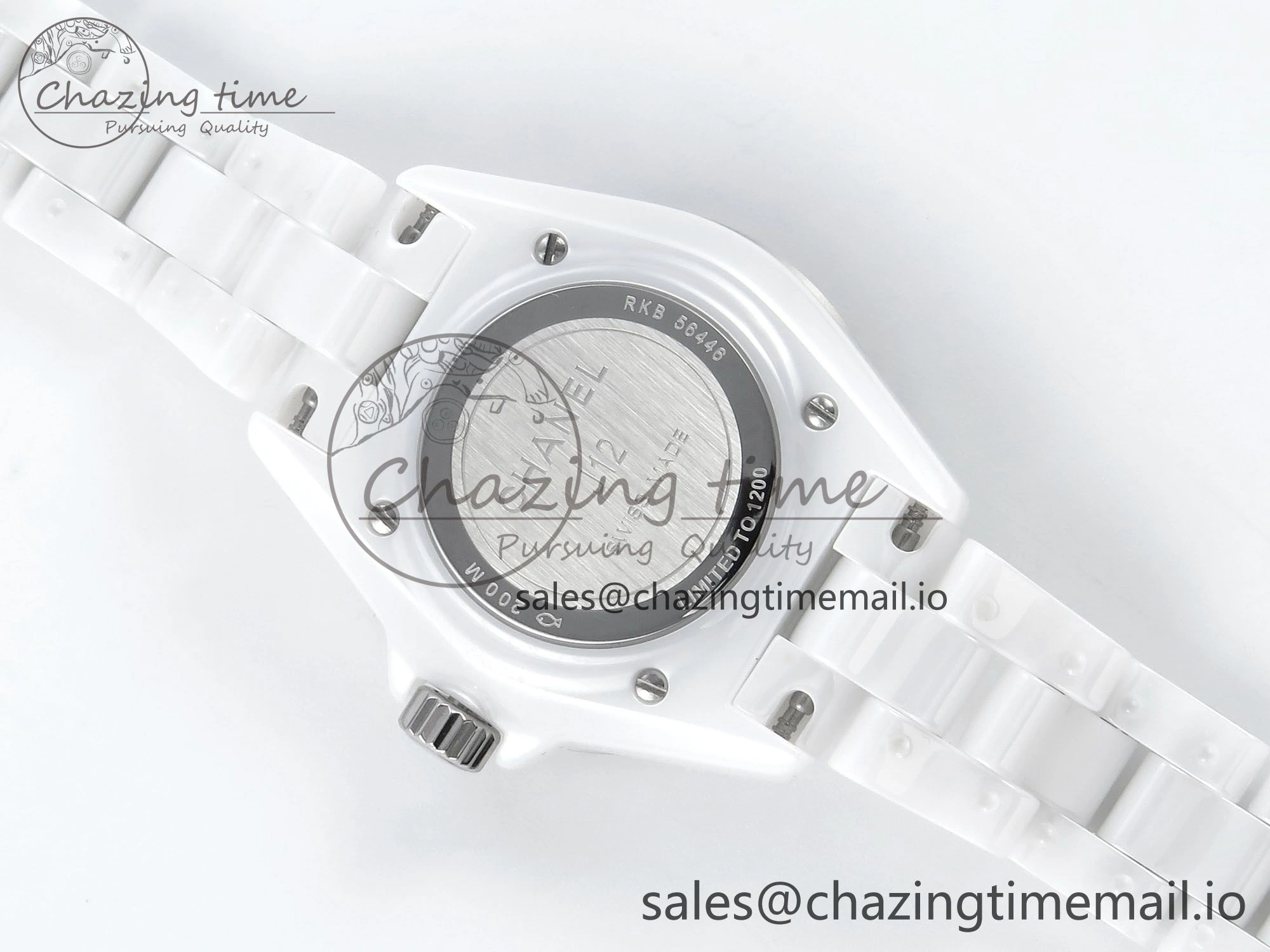 J13 33mm HTF 1:1 Best Edition White Ceramic Numeral Markers Dial on Bracelet Swiss Quartz SmoothTexture 6432