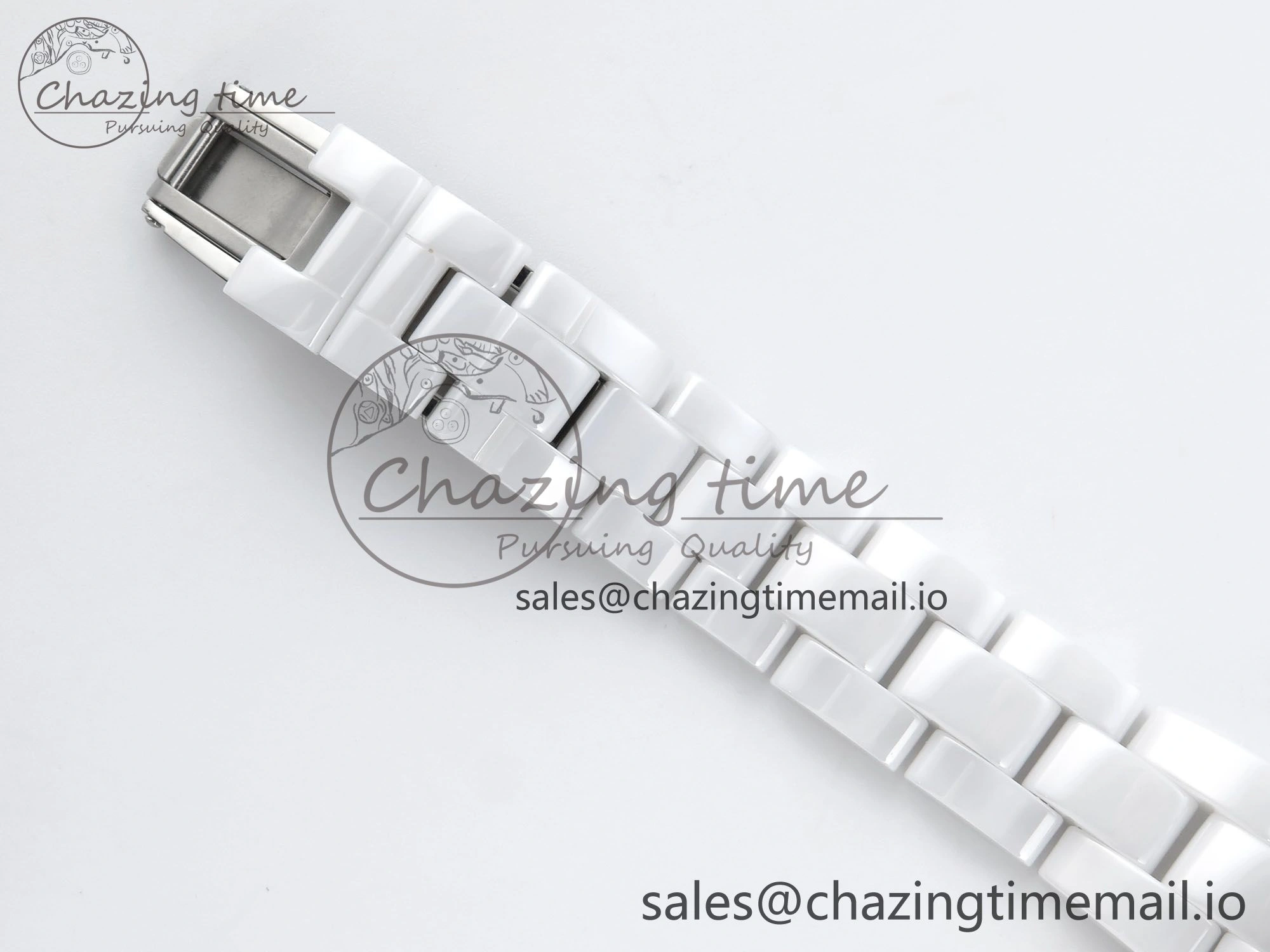J13 33mm HTF 1:1 Best Edition White Ceramic Numeral Markers Dial on Bracelet Swiss Quartz SmoothTexture 6432