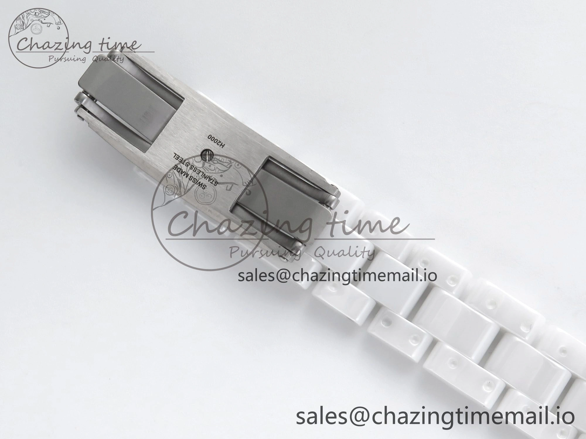 J13 33mm HTF 1:1 Best Edition White Ceramic Numeral Markers Dial on Bracelet Swiss Quartz SmoothTexture 6432