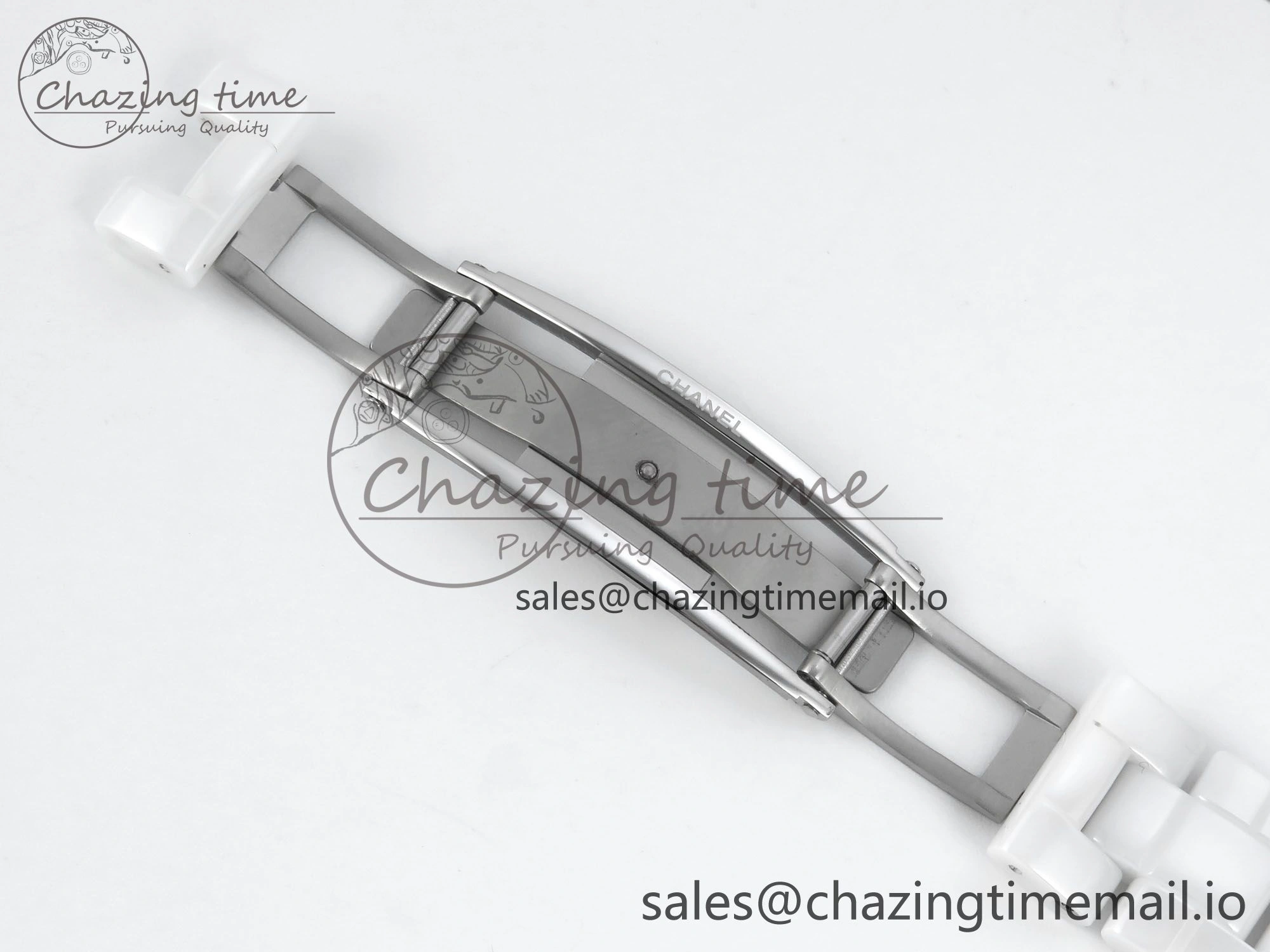 J13 33mm HTF 1:1 Best Edition White Ceramic Numeral Markers Dial on Bracelet Swiss Quartz SmoothTexture 6432