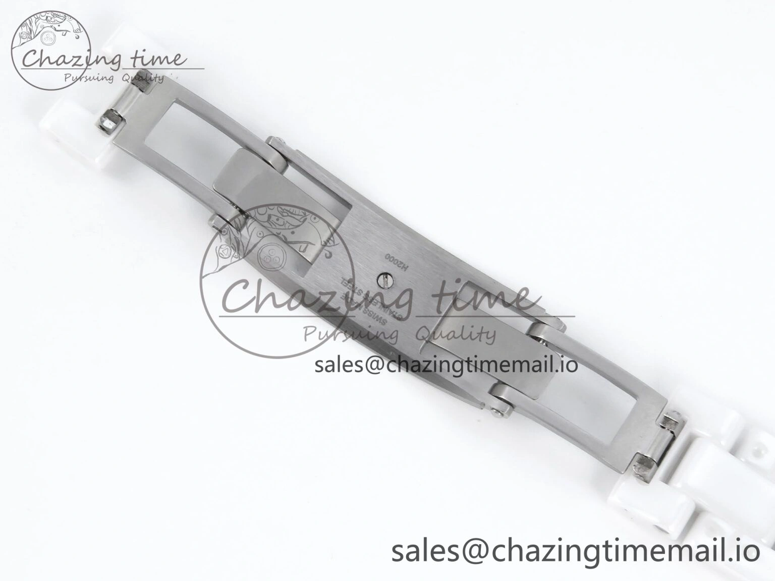 J13 33mm HTF 1:1 Best Edition White Ceramic Numeral Markers Dial on Bracelet Swiss Quartz SmoothTexture 6432