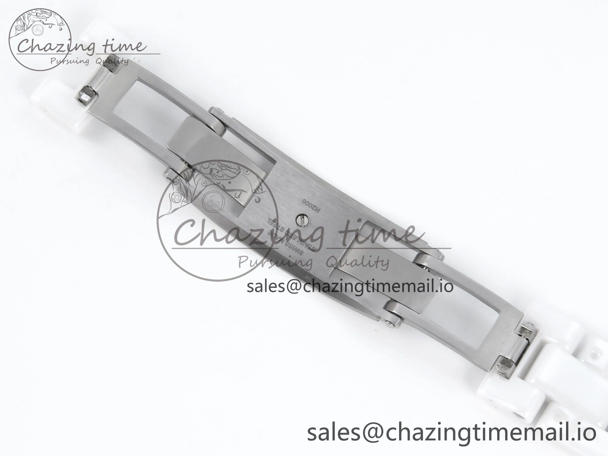 J13 33mm HTF 1:1 Best Edition White Ceramic Numeral Markers Dial on Bracelet Swiss Quartz SmoothTexture 6432