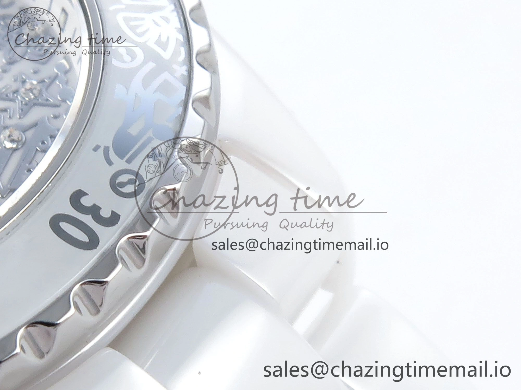 J13 33mm HTF 1:1 Best Edition White Ceramic Numeral Markers Dial on Bracelet Swiss Quartz SmoothTexture 6432