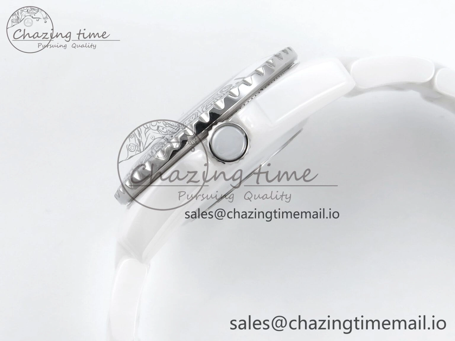 J13 33mm HTF 1:1 Best Edition White Ceramic Numeral Markers Dial on Bracelet Swiss Quartz SmoothTexture 6432