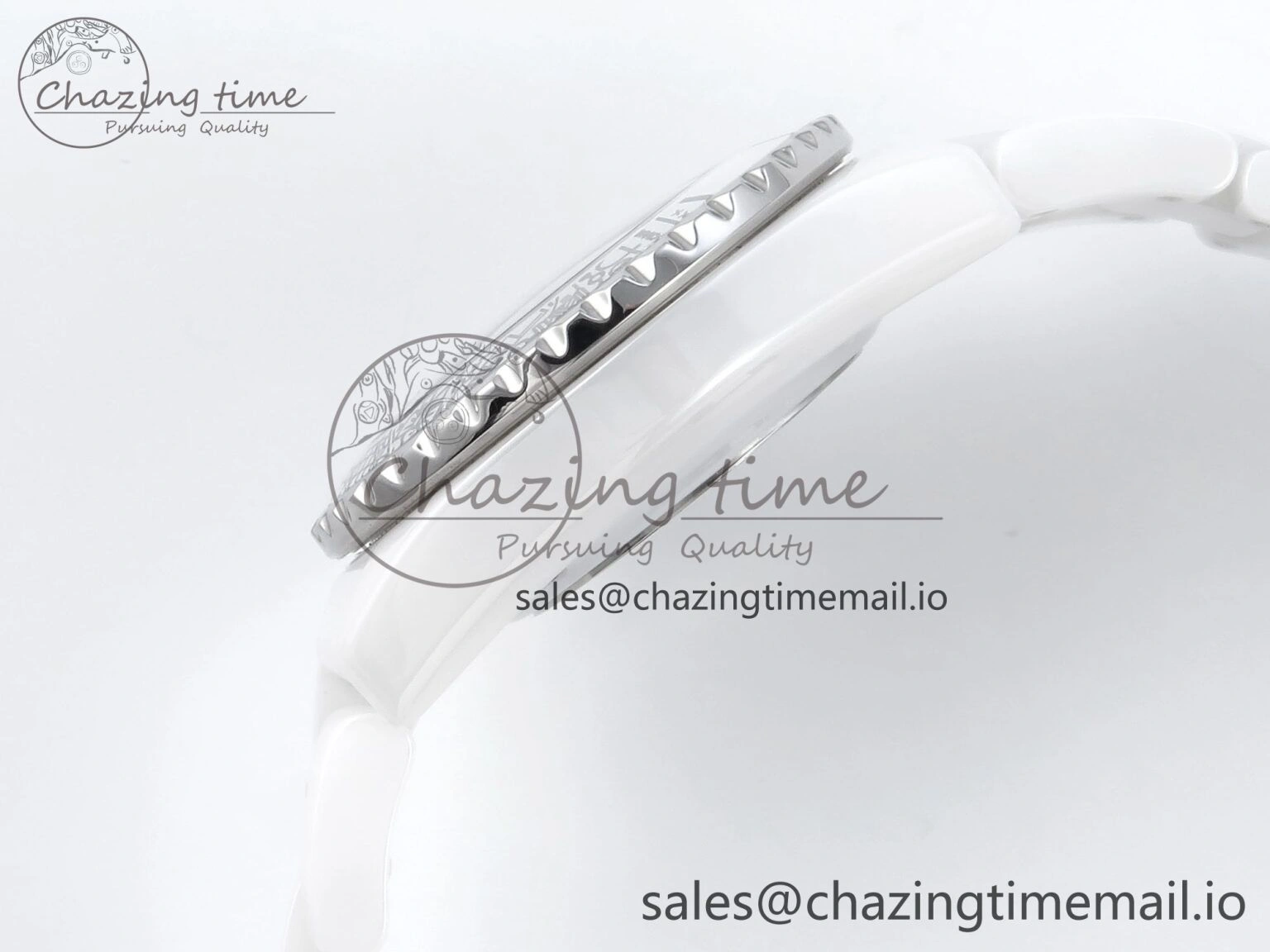 J13 33mm HTF 1:1 Best Edition White Ceramic Numeral Markers Dial on Bracelet Swiss Quartz SmoothTexture 6432