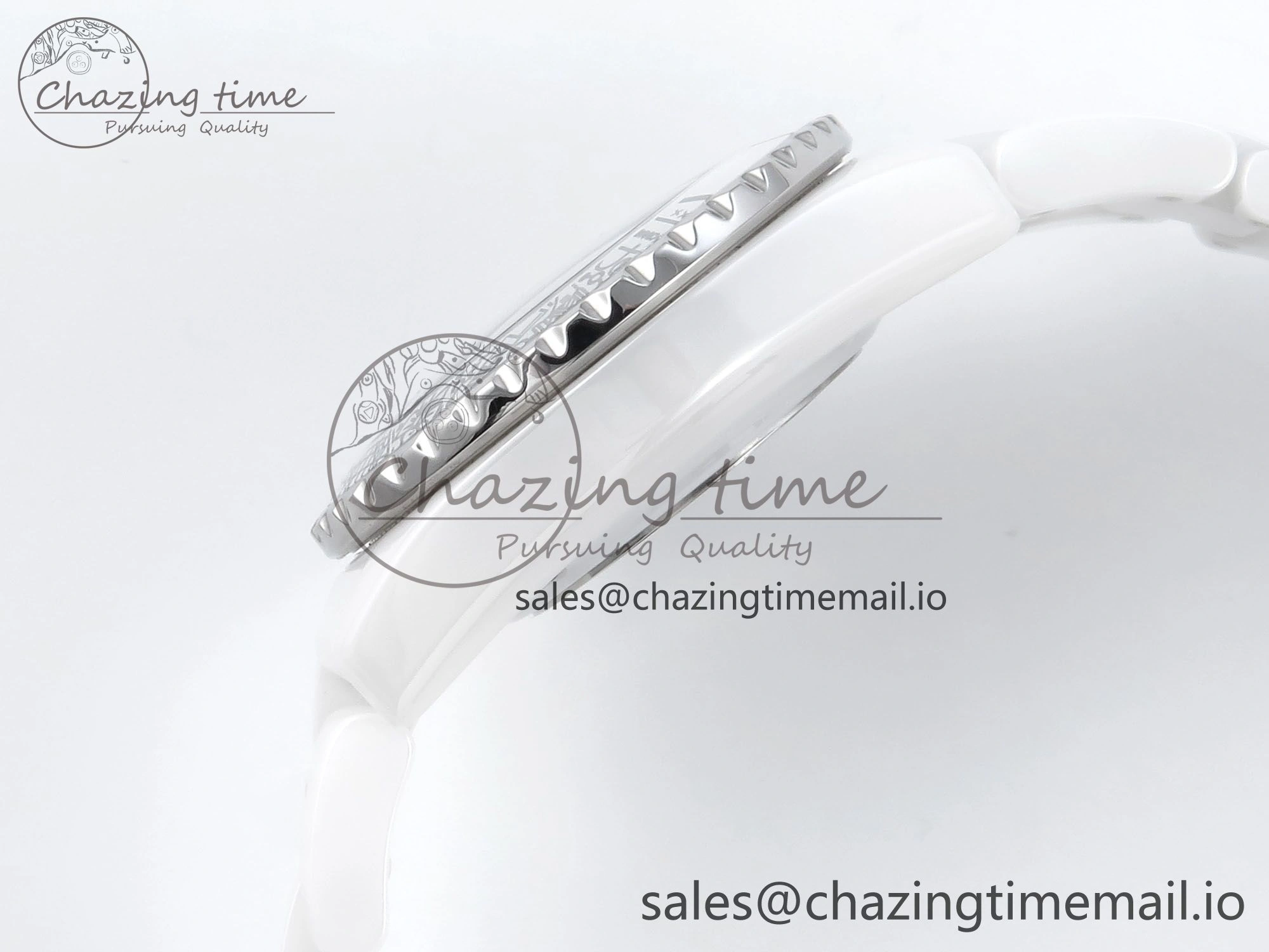 J13 33mm HTF 1:1 Best Edition White Ceramic Numeral Markers Dial on Bracelet Swiss Quartz SmoothTexture 6432