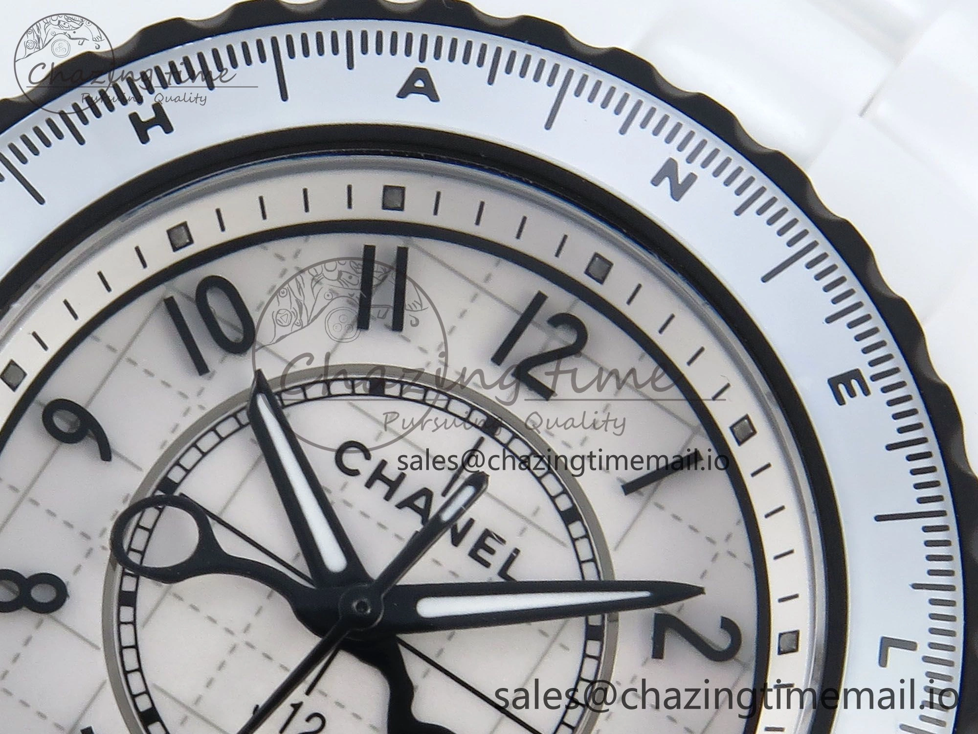 SmartChoice J13 33mm White Ceramic HTF 1:1 Best Edition Black and White Plaid Dial on Bracelet Swiss Quartz 6431