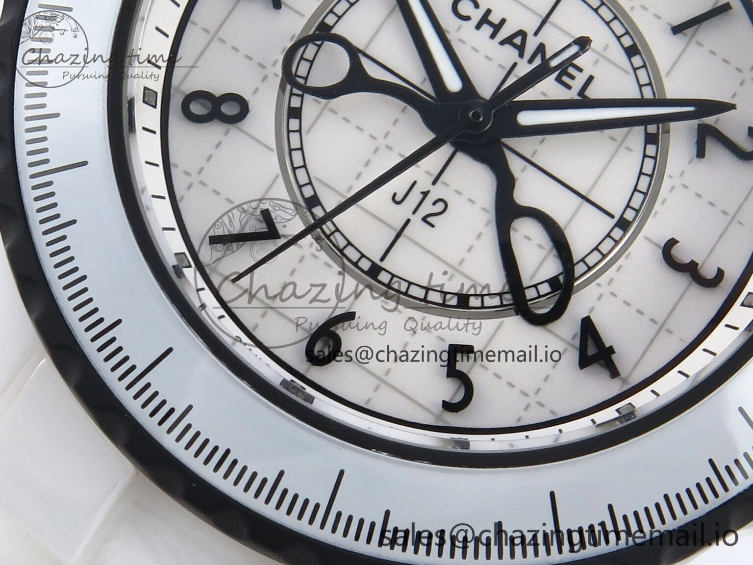 SmartChoice J13 33mm White Ceramic HTF 1:1 Best Edition Black and White Plaid Dial on Bracelet Swiss Quartz 6431