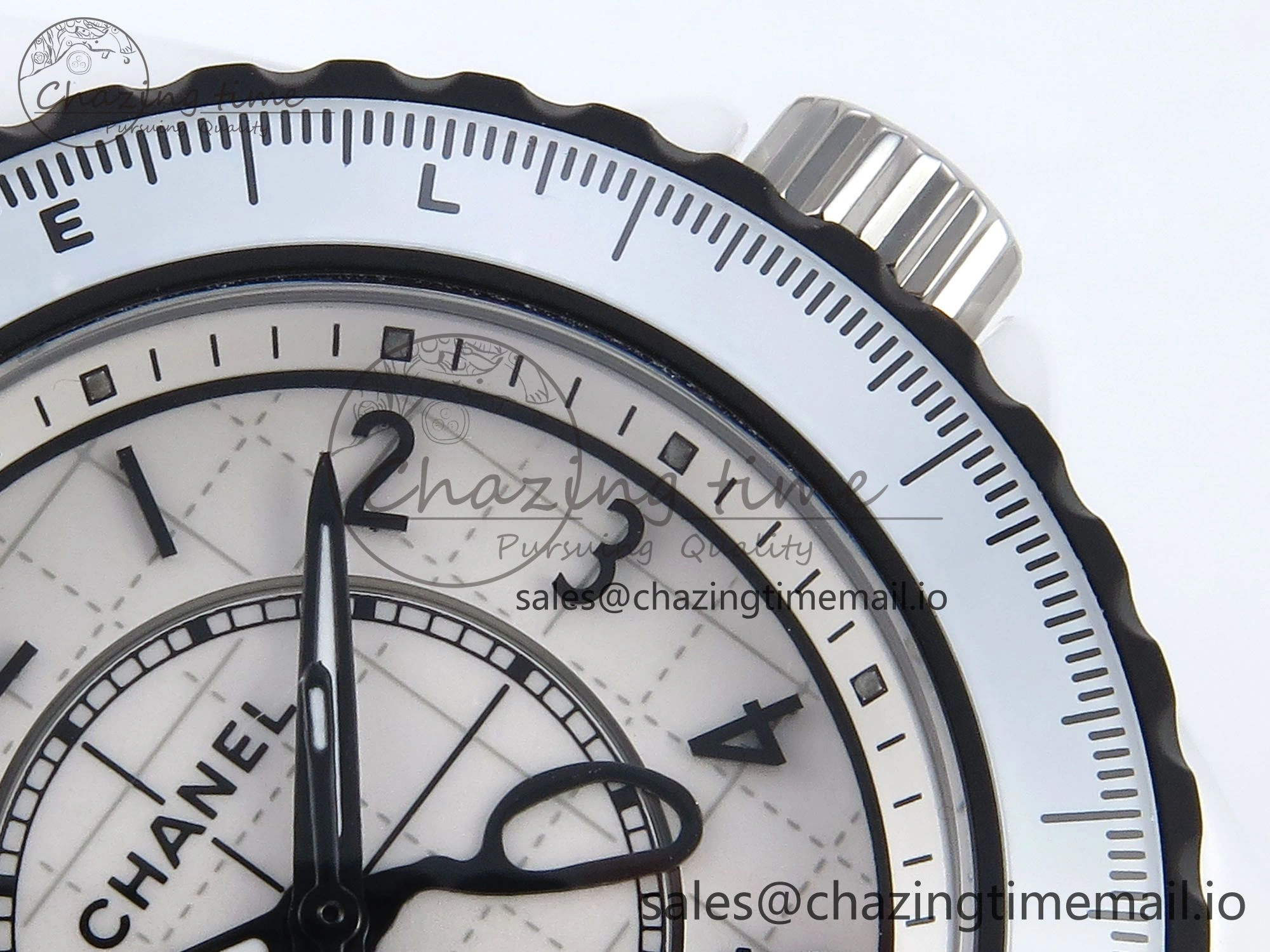 SmartChoice J13 33mm White Ceramic HTF 1:1 Best Edition Black and White Plaid Dial on Bracelet Swiss Quartz 6431