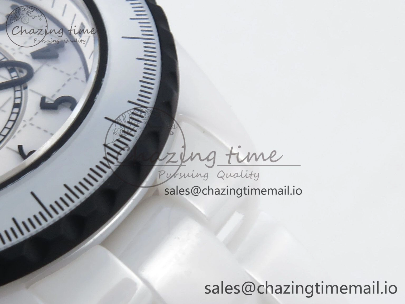 SmartChoice J13 33mm White Ceramic HTF 1:1 Best Edition Black and White Plaid Dial on Bracelet Swiss Quartz 6431