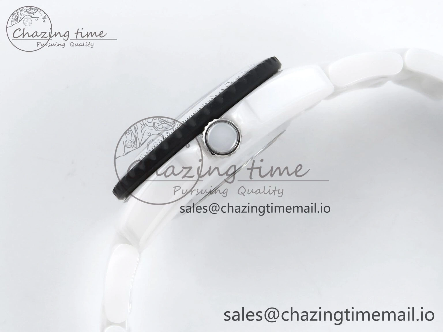 SmartChoice J13 33mm White Ceramic HTF 1:1 Best Edition Black and White Plaid Dial on Bracelet Swiss Quartz 6431