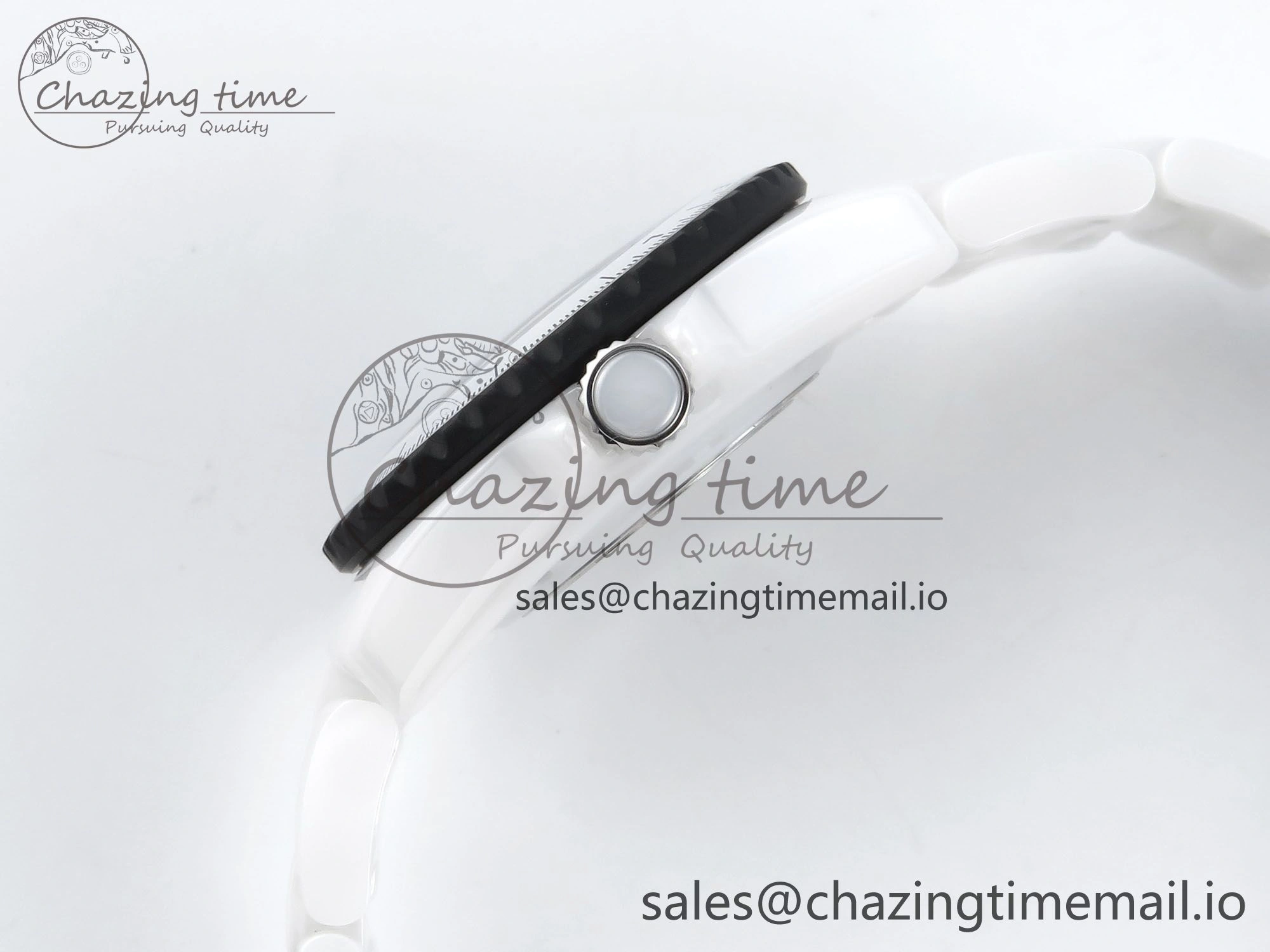 SmartChoice J13 33mm White Ceramic HTF 1:1 Best Edition Black and White Plaid Dial on Bracelet Swiss Quartz 6431