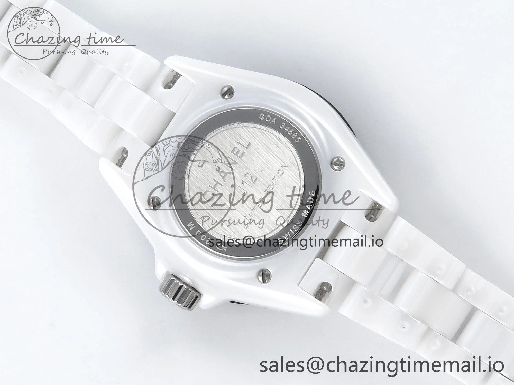 SmartChoice J13 33mm White Ceramic HTF 1:1 Best Edition Black and White Plaid Dial on Bracelet Swiss Quartz 6431