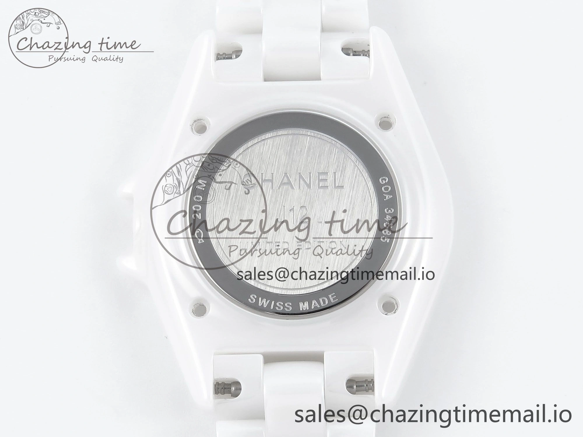 SmartChoice J13 33mm White Ceramic HTF 1:1 Best Edition Black and White Plaid Dial on Bracelet Swiss Quartz 6431
