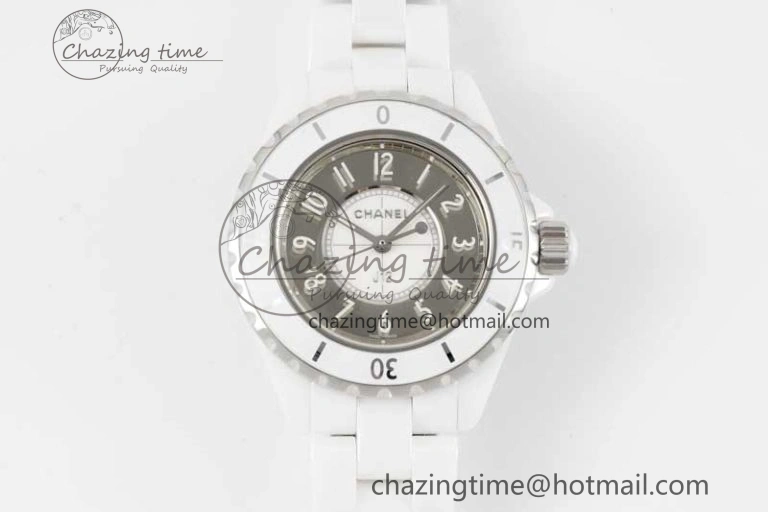 SmartChoice J13 33mm White Ceramic HTF 1:1 Best Edition Mirror Numbers Dial on Bracelet Swiss Quartz 6472