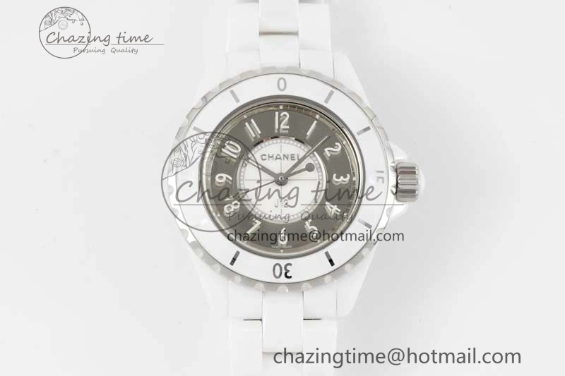 J13 33mm White Ceramic HTF 1:1 Best Edition Mirror Numbers Dial on Bracelet Swiss Quartz NewStyle 10257