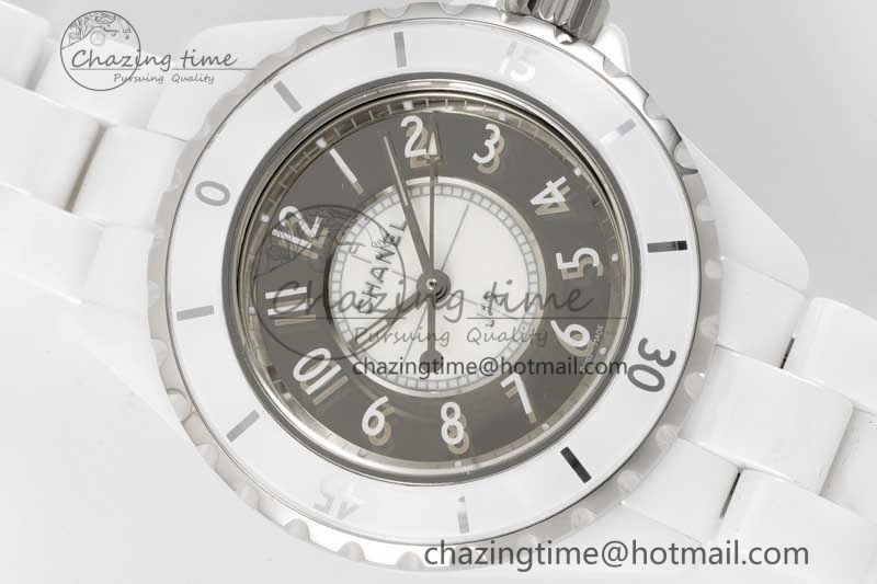J13 33mm White Ceramic HTF 1:1 Best Edition Mirror Numbers Dial on Bracelet Swiss Quartz NewStyle 10257