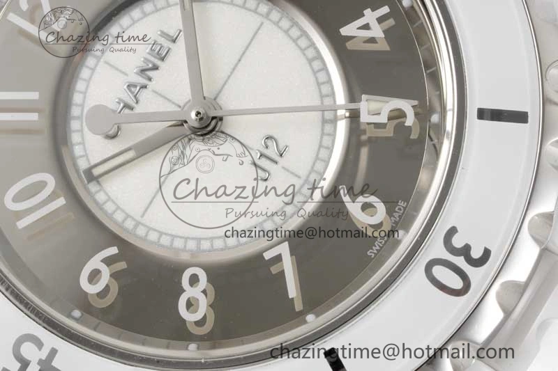 J13 33mm White Ceramic HTF 1:1 Best Edition Mirror Numbers Dial on Bracelet Swiss Quartz NewStyle 10257