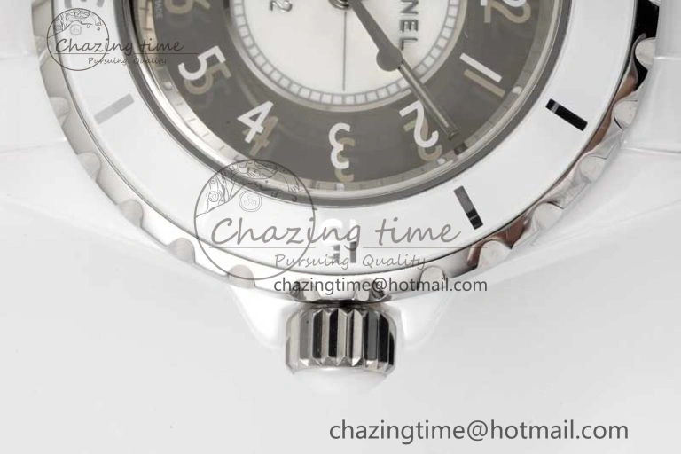 J13 33mm White Ceramic HTF 1:1 Best Edition Mirror Numbers Dial on Bracelet Swiss Quartz NewStyle 10257