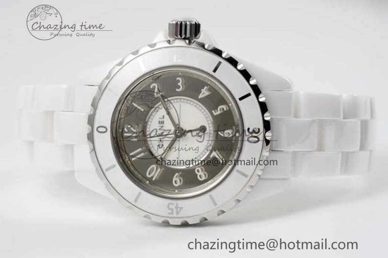 J13 33mm White Ceramic HTF 1:1 Best Edition Mirror Numbers Dial on Bracelet Swiss Quartz NewStyle 10257