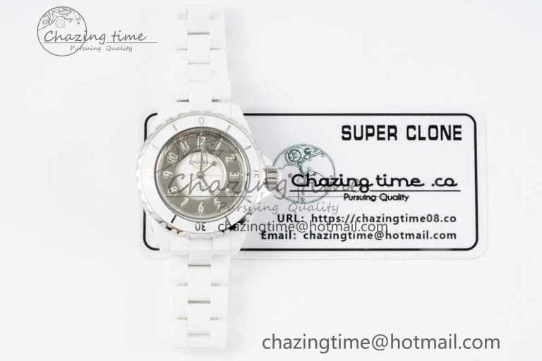 J13 33mm White Ceramic HTF 1:1 Best Edition Mirror Numbers Dial on Bracelet Swiss Quartz NewStyle 10257