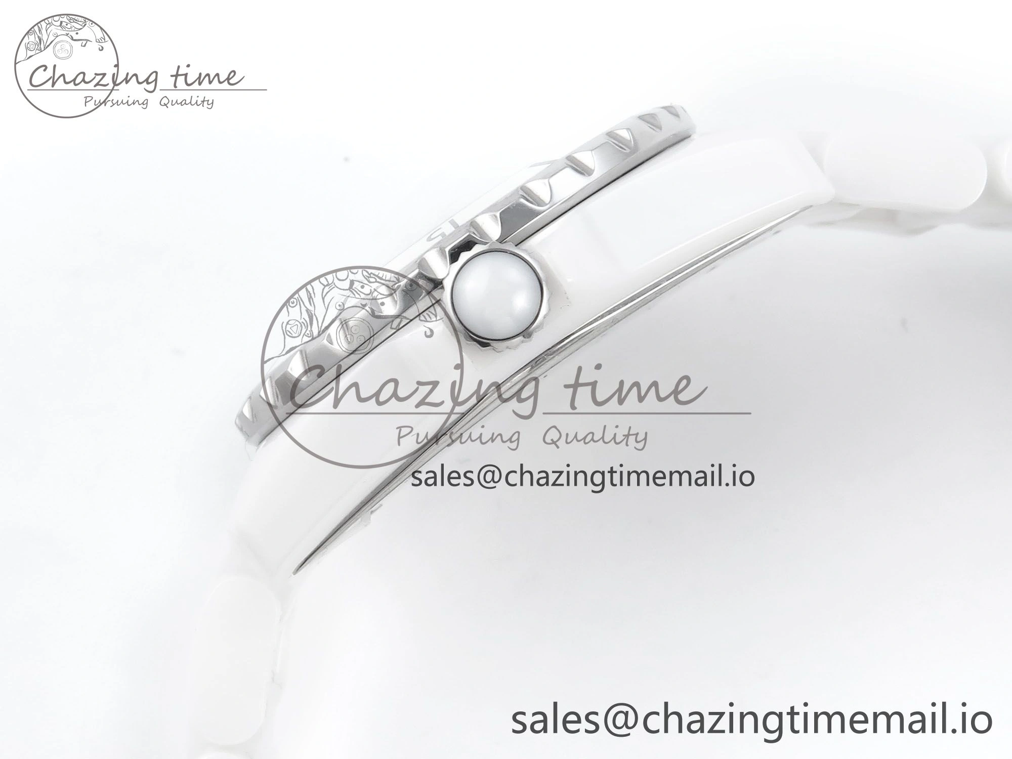 J13 33mm White Ceramic HTF 1:1 Best Edition Pink Dial Diamonds Makers on Bracelet Swiss Quartz Popular 6444