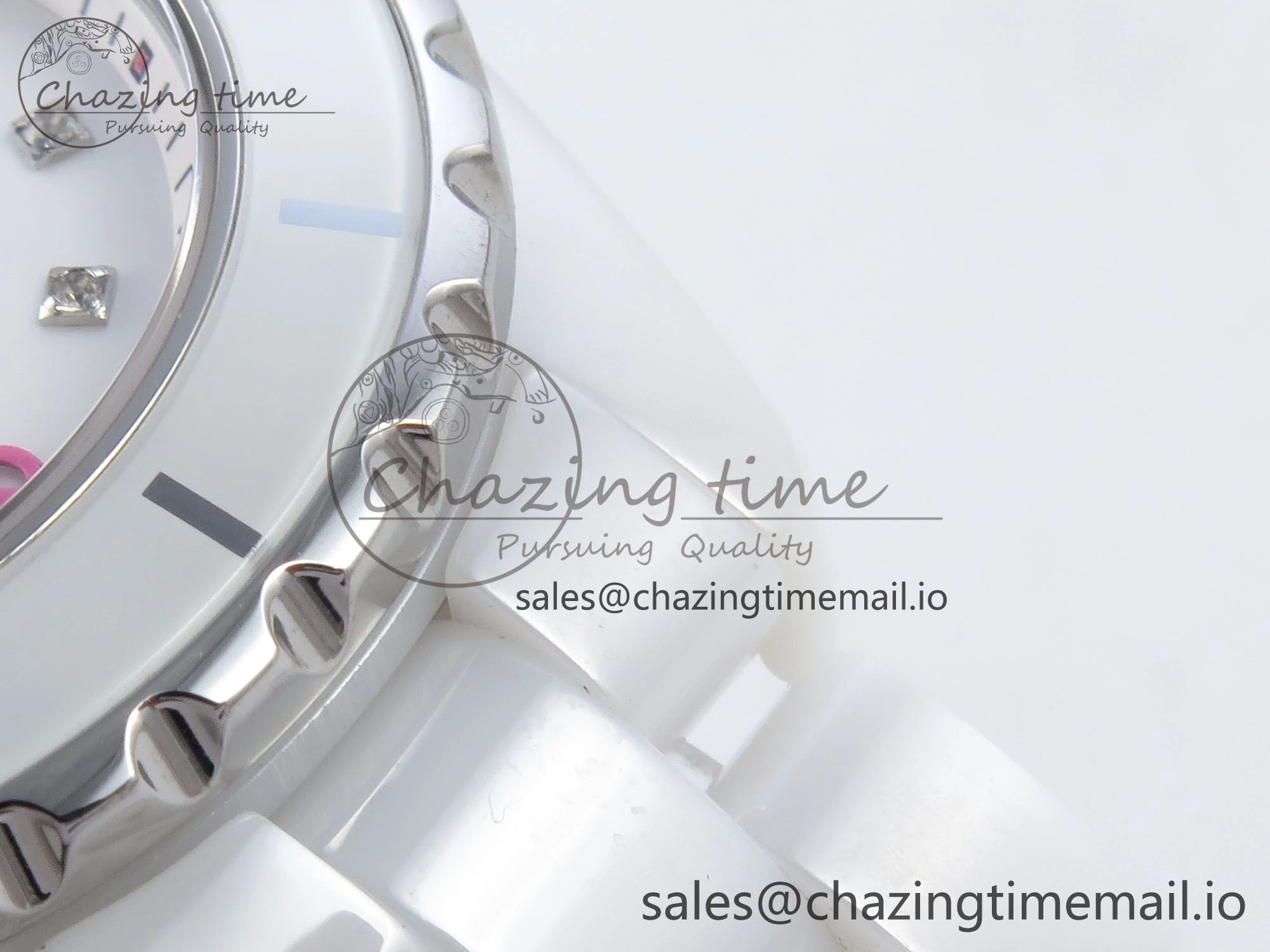 J13 33mm White Ceramic HTF 1:1 Best Edition Pink Dial Diamonds Makers on Bracelet Swiss Quartz Popular 6444
