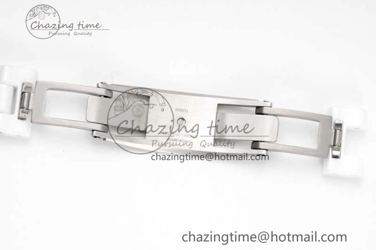 J13 33mm White Ceramic HTF 1:1 Best Edition Pink MOP Dial Diamonds Markers on Bracelet Swiss Quartz Comfortable 6476