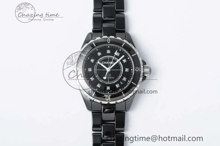 J13 33mm White Ceramic HTF 1:1 Best Edition Pink MOP Dial Diamonds Markers on Bracelet Swiss Quartz Comfortable 6476