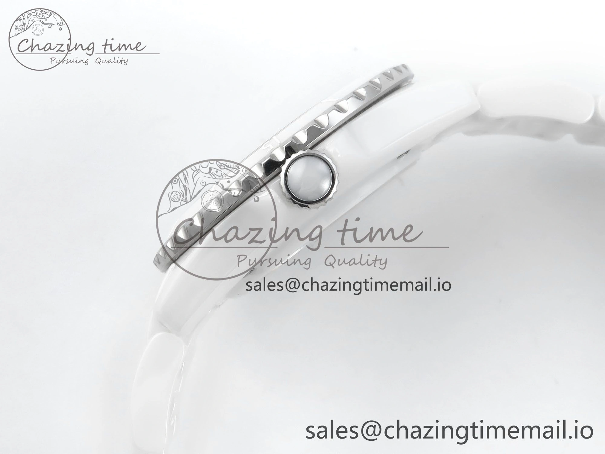 Seasonal J13 33mm White Ceramic HTF 1:1 Best Edition White Boy Pattern Dial on Bracelet A12. 6442