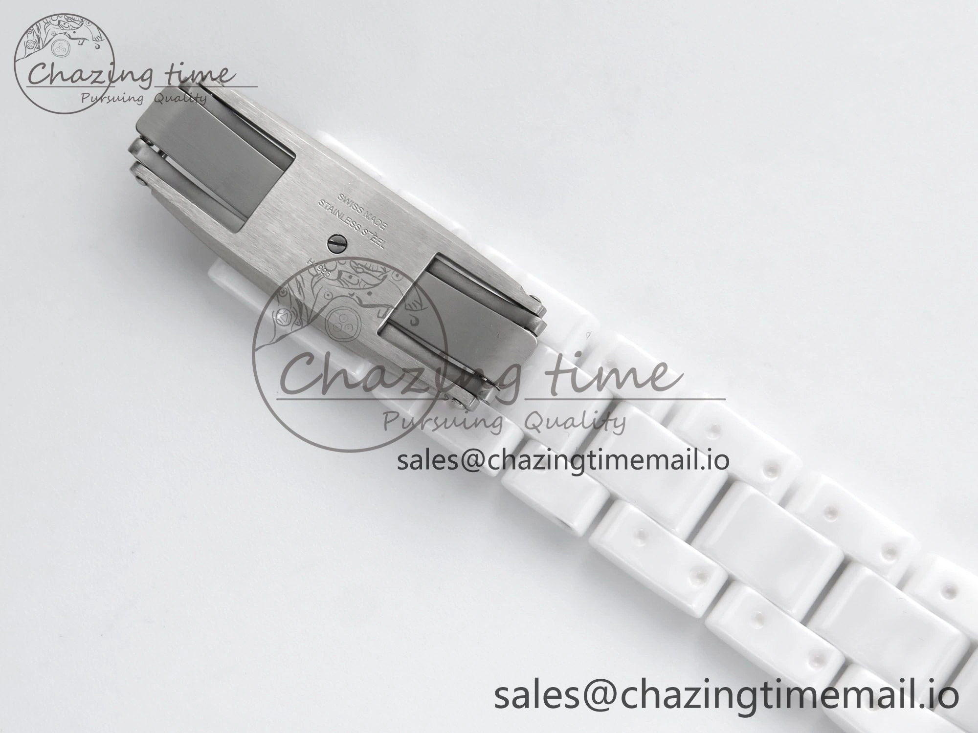 Seasonal J13 33mm White Ceramic HTF 1:1 Best Edition White Boy Pattern Dial on Bracelet A12. 6442