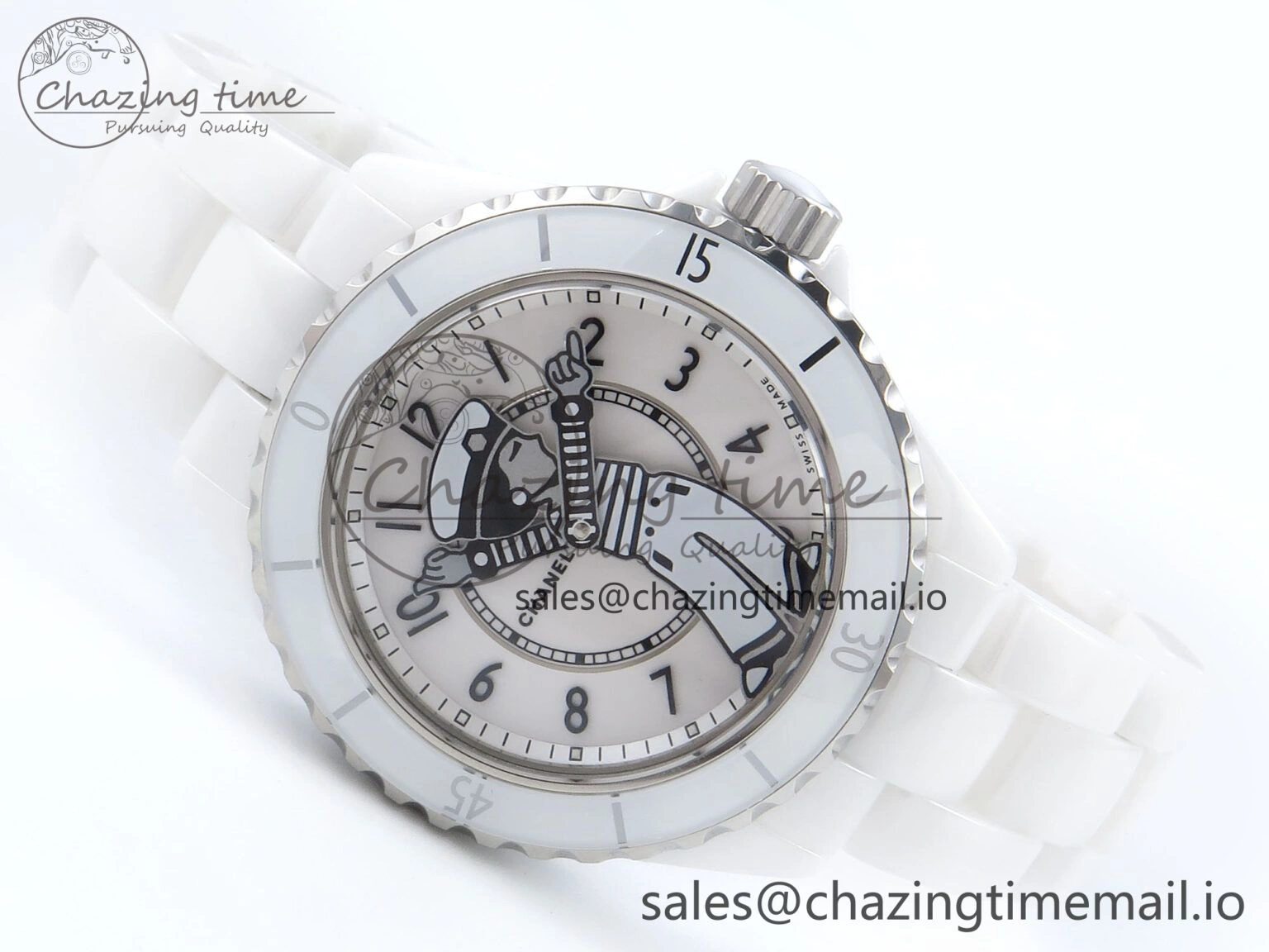 Seasonal J13 33mm White Ceramic HTF 1:1 Best Edition White Boy Pattern Dial on Bracelet A12. 6442