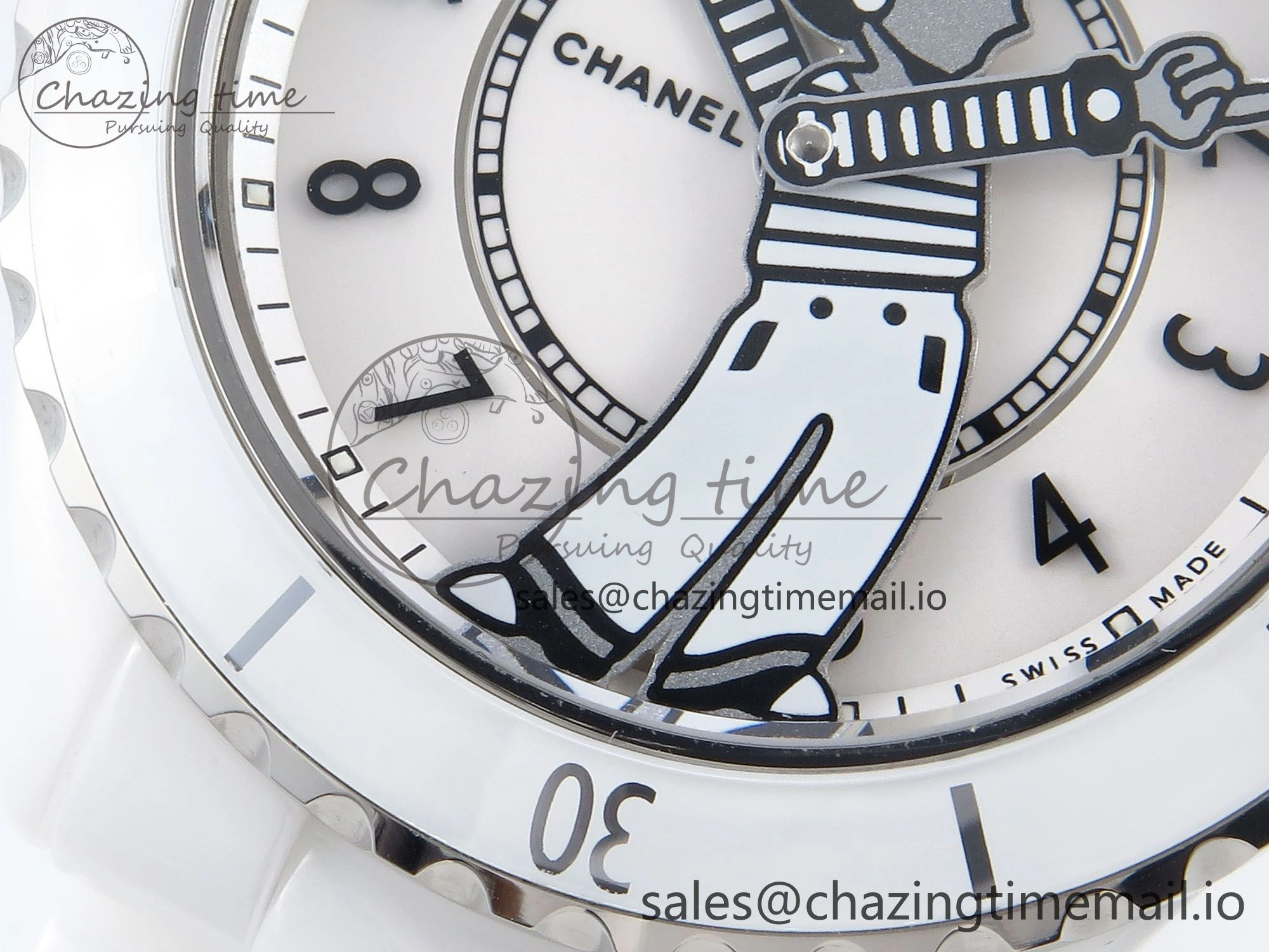Seasonal J13 33mm White Ceramic HTF 1:1 Best Edition White Boy Pattern Dial on Bracelet A12. 6442