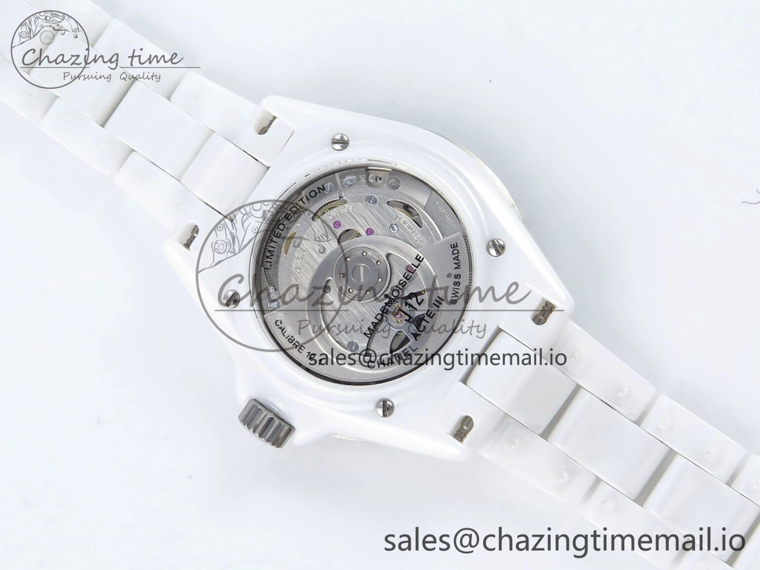Seasonal J13 33mm White Ceramic HTF 1:1 Best Edition White Boy Pattern Dial on Bracelet A12. 6442