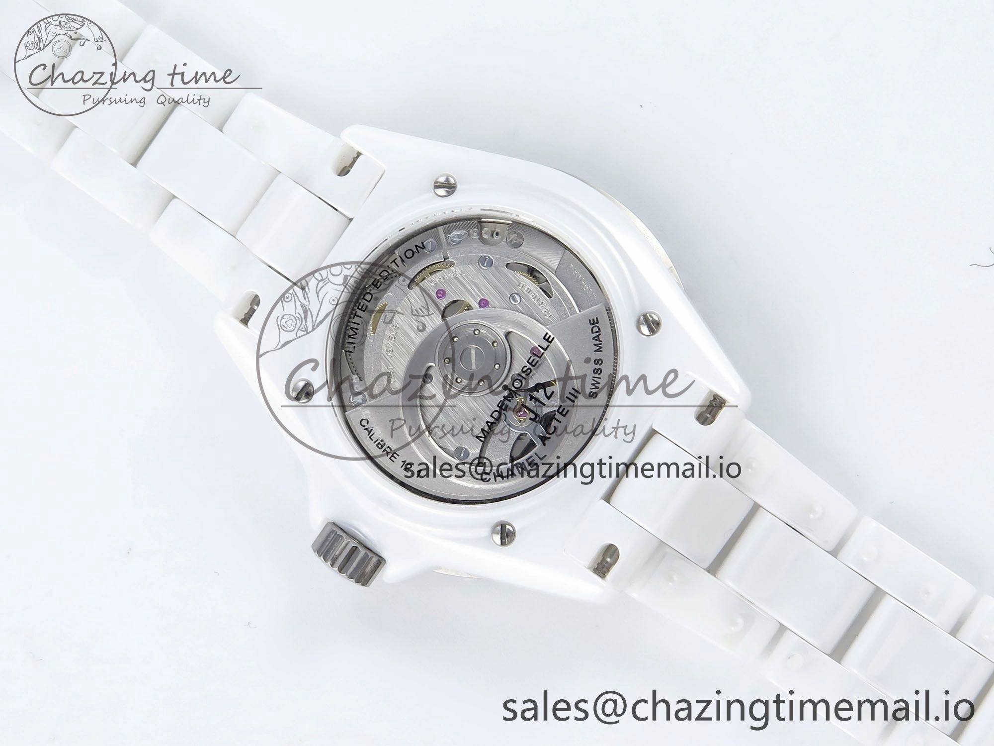 Seasonal J13 33mm White Ceramic HTF 1:1 Best Edition White Boy Pattern Dial on Bracelet A12. 6442