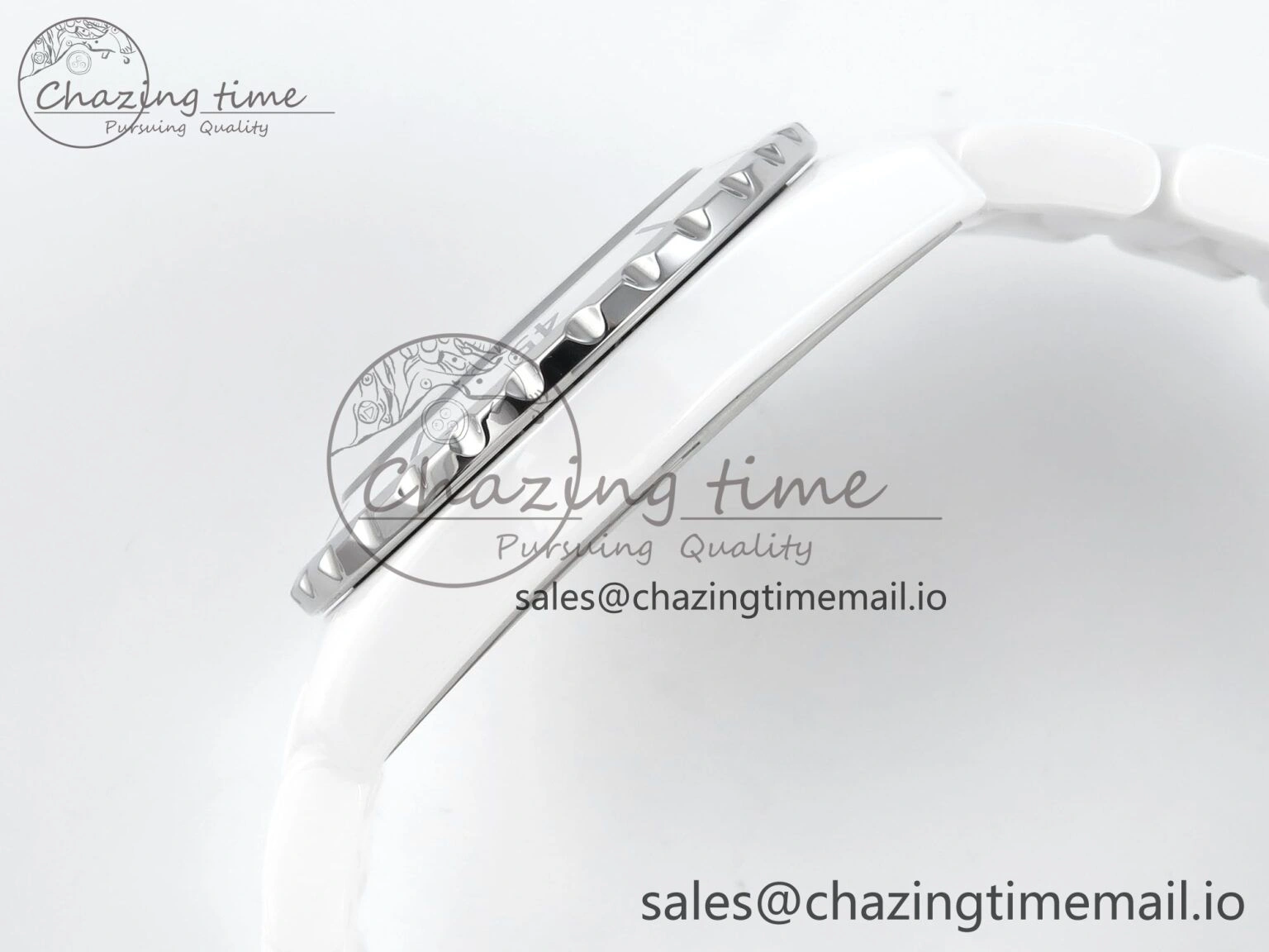 Fashionable J13 33mm White Ceramic HTF 1:1 Best Edition White Boy Pattern Dial on Bracelet A 6434