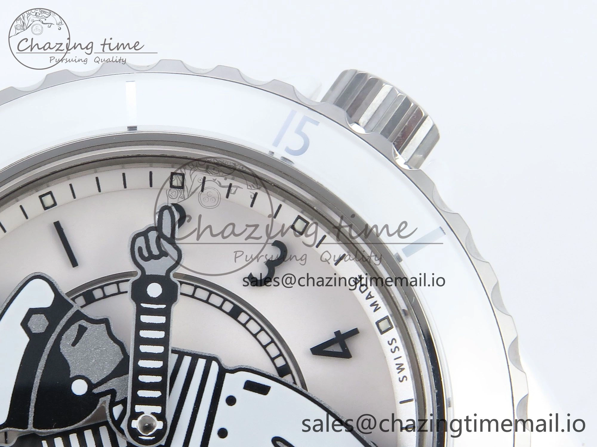 Fashionable J13 33mm White Ceramic HTF 1:1 Best Edition White Boy Pattern Dial on Bracelet A 6434