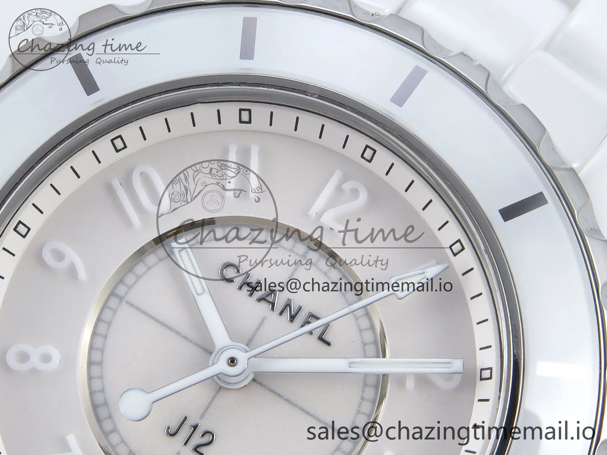 Youthful J13 33mm White Ceramic HTF 1:1 Best Edition White Dial Numbers Makers on Bracelet Swiss Quartz 6446