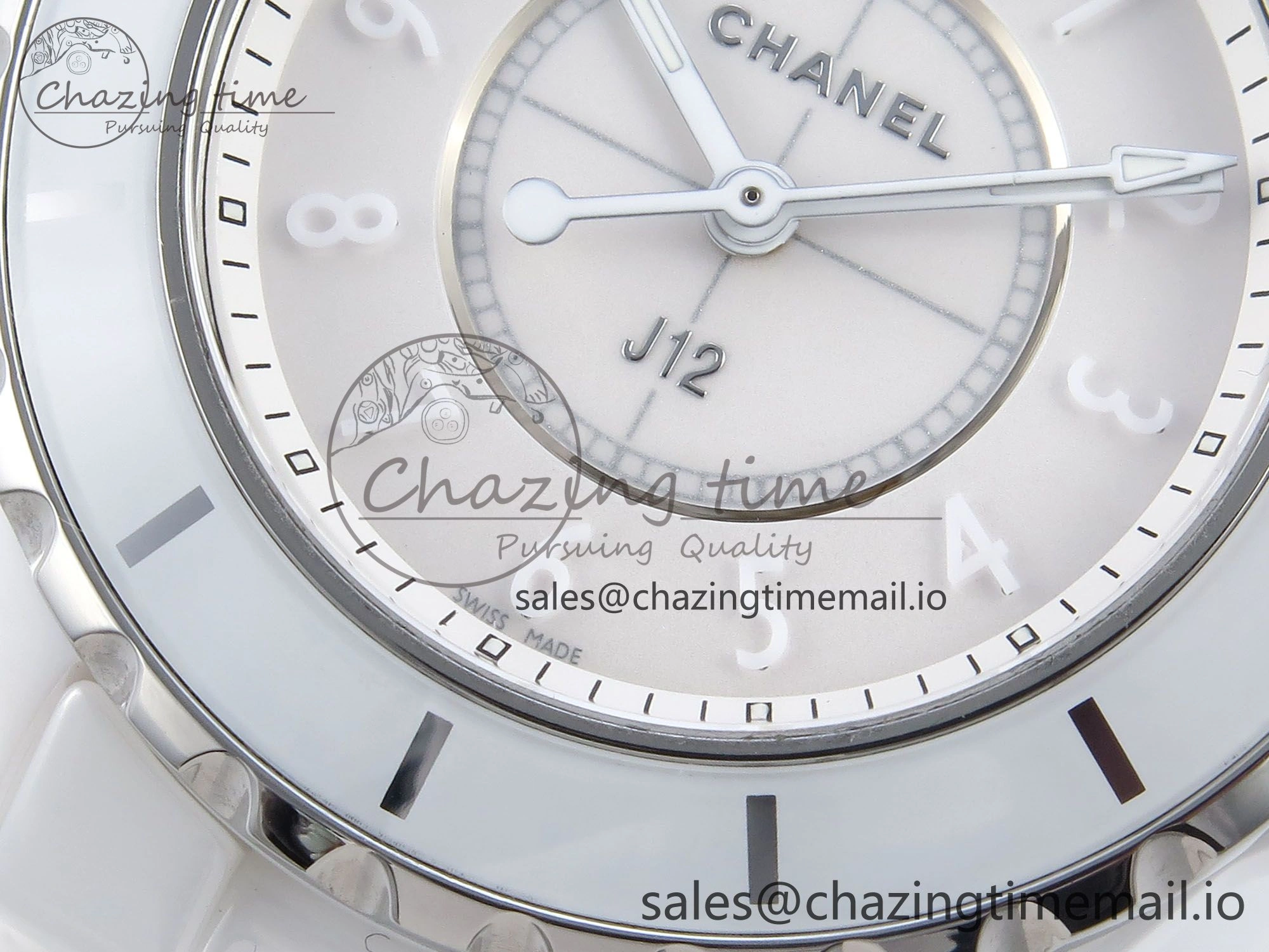 Youthful J13 33mm White Ceramic HTF 1:1 Best Edition White Dial Numbers Makers on Bracelet Swiss Quartz 6446