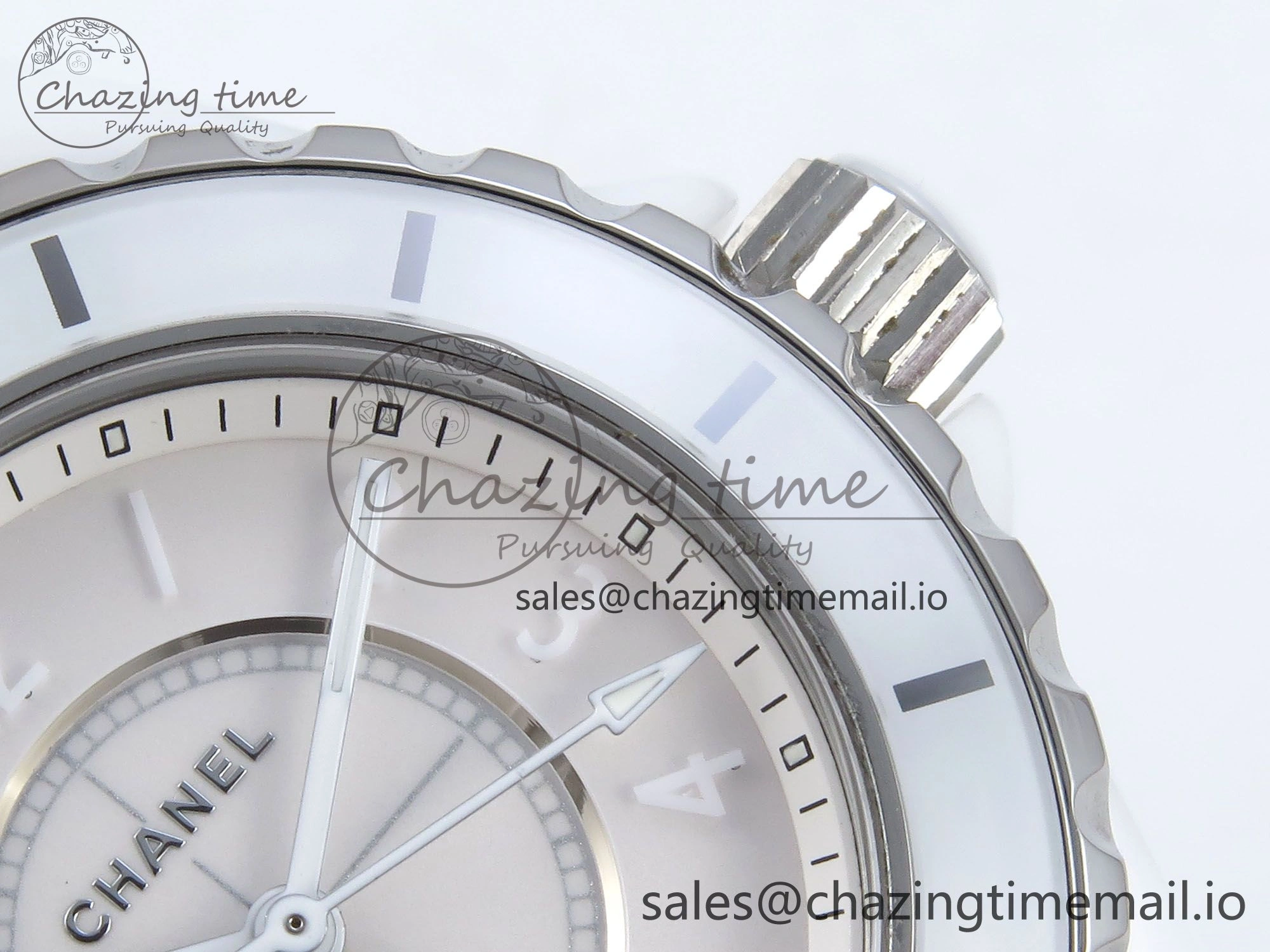 Youthful J13 33mm White Ceramic HTF 1:1 Best Edition White Dial Numbers Makers on Bracelet Swiss Quartz 6446